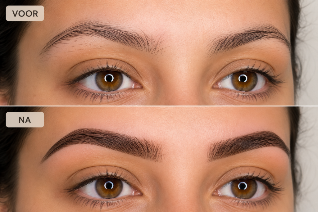 Henna brows voor en na